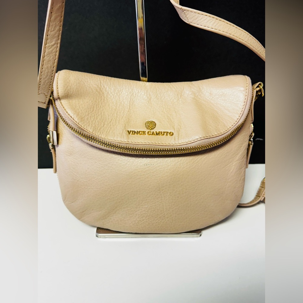 Vince Camuto Beige Leather Crossbody Bag